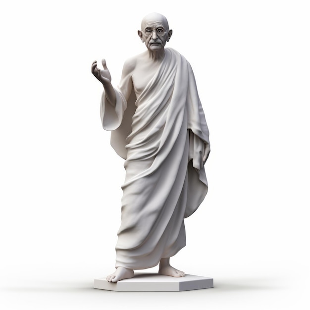 3d Estátua de Mahatma Gandhi em fundo branco