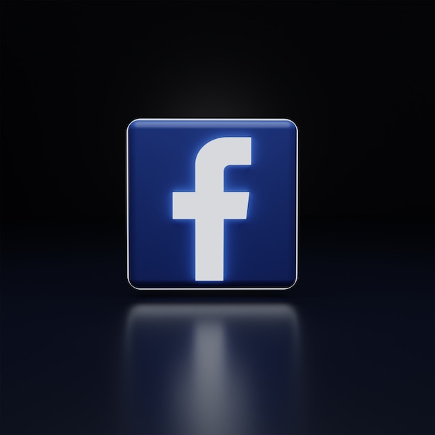 3d facebook logo icono resplandor de alta calidad render