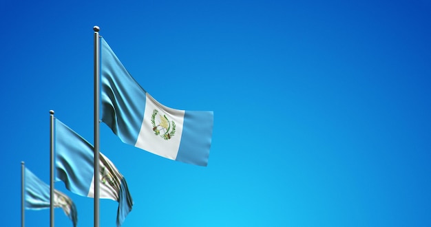 3D-Fahnenmast, der Guatemala in den blauen Himmel fliegt
