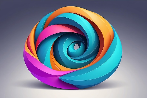 3D-farbenfroher verdrehter Kreis Flüssiggeometrische Formen Abstrakte Vektordesignelemente