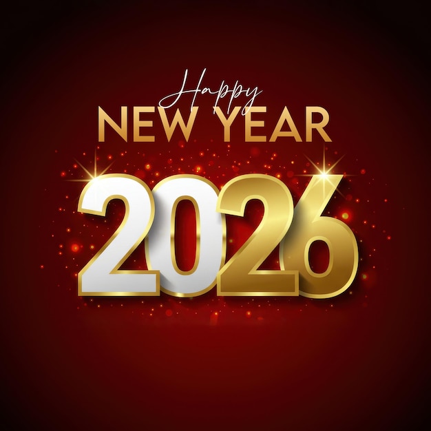 3d Feliz Ano Novo 2026 Celebração Colorida Greeting de Design de Neon Mídia Social Post Background