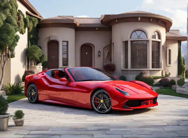 3D-Ferrari-Auto wartet auf neues Haus