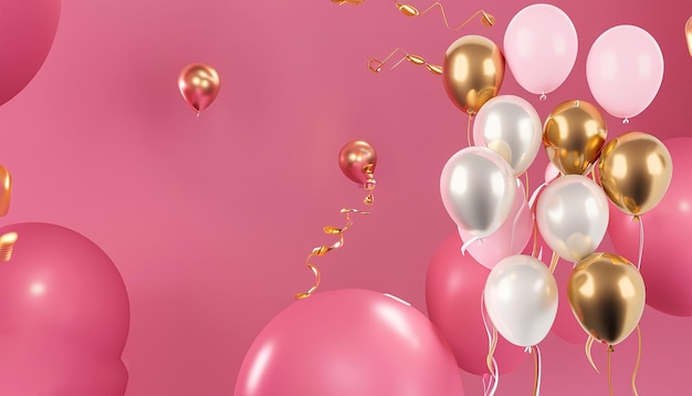 3d, festlicher, geburtstag, jahrestag, mit, kasten, geschenk, weiß, rosa, und, gold, helium, ballons, hintergrund, 7