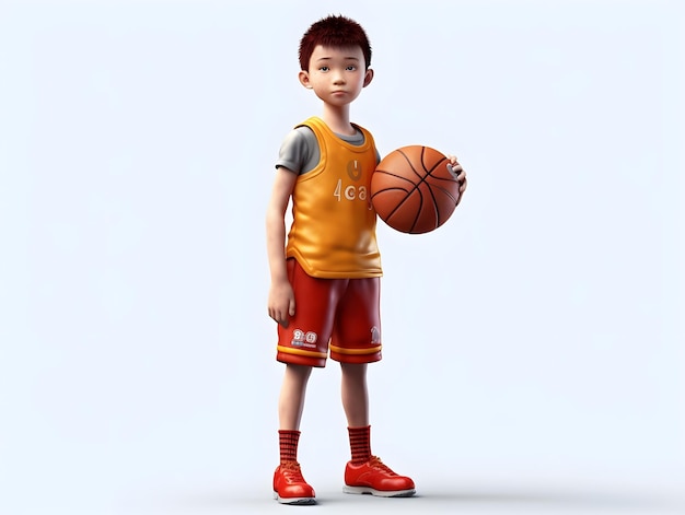 3D-Figurenporträts junger Basketballspieler