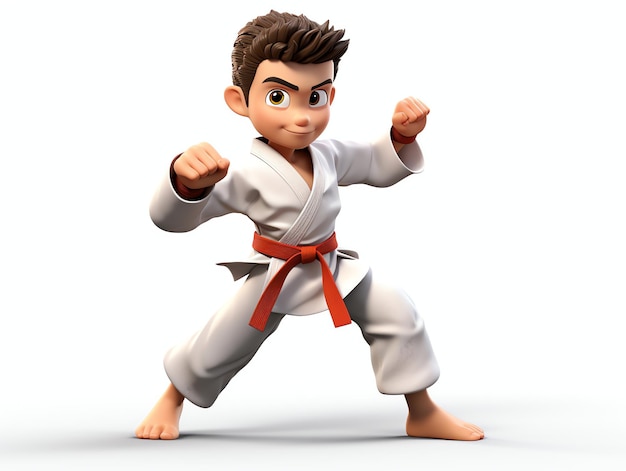 3D-Figurenporträts junger Karate-Spieler