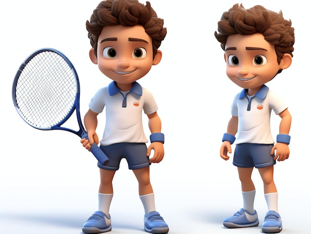 3D-Figurenporträts junger Tennisspieler
