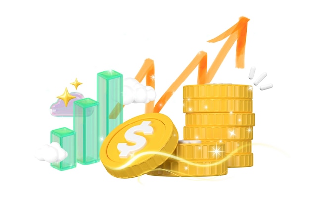 3D-Finanzinvestitionen png-Collage-Remix-Element durchsichtiger Hintergrund