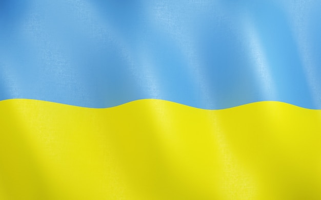 3D Flagge der Ukraine.