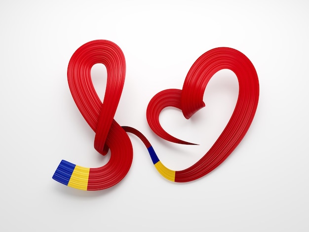 3d-Flagge Moldawiens Herzform glänzende Wellenbande Bewusstseinsflagge auf weißem Hintergrund 3d-Illustration