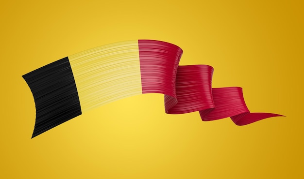 3d, Flagge, Von, Belgien, 3d, Winken, Fahne, Band, Freigestellt, Auf, Gelb, Hintergrund, 3d, Illustration