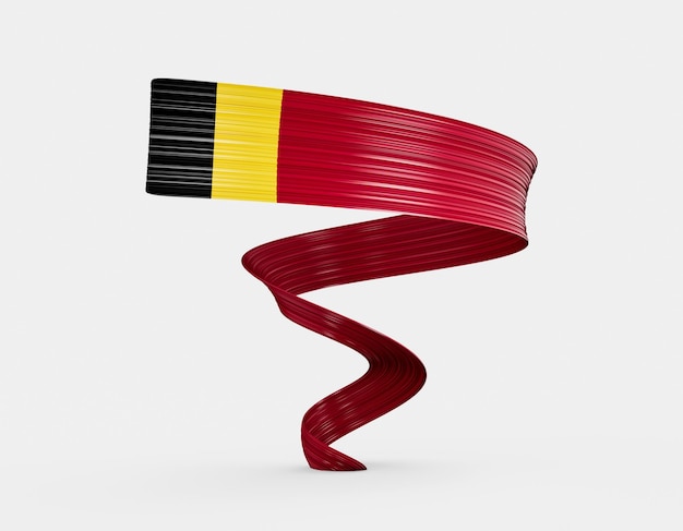 3d, Flagge, Von, Belgien, 3d, Winken, Fahne, Band, Freigestellt, Weiß, Hintergrund, 3d, Illustration