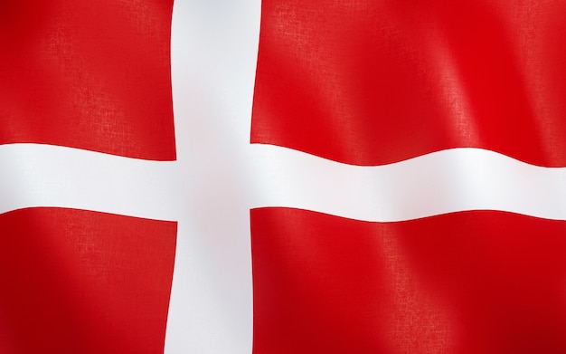 Foto 3d flagge von dänemark.