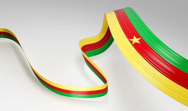 3D-Flagge von Kamerun 3D-Waving Ribbon Flag isoliert auf weißem Hintergrund 3D-Darstellung