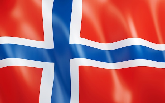 3D Flagge von Norwegen.