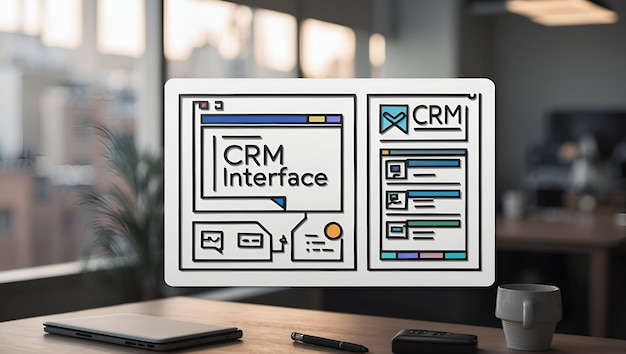 3D Flat Icon CRM Interface Icon de datos del cliente con espacio de copia para presentaciones de software