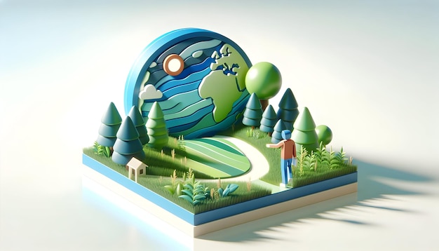 3D-Flat-Symbol als Serene Meadows Fangen Sie die Ruhe der üppigen grünen Felder in Global Business die