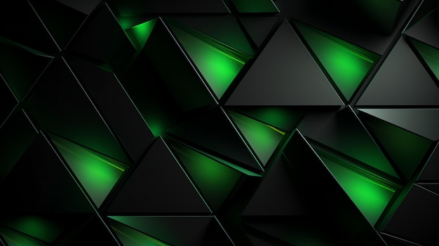 3d fondo papel tapiz triángulo resplandor verde