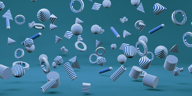 3d formas geométricas divertidas y fondos coloridos ilustración 3d