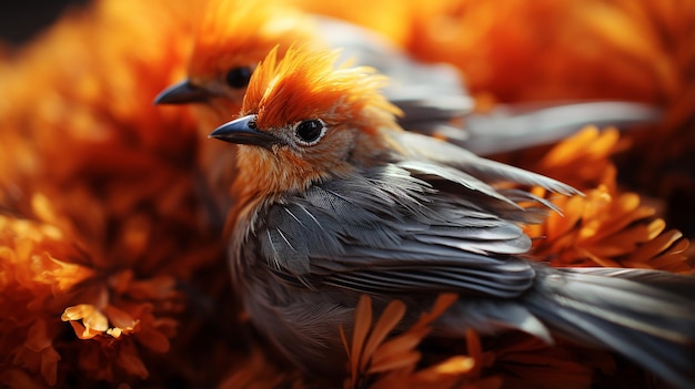 3D-Foto eines niedlichen Vogels