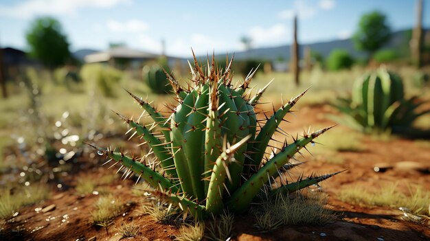 3D-Foto von einem CUT-Bild von Kaktusblumen-Tapeten