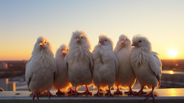 Foto 3d-foto von einem huhn und küken in kleidungswandpapier