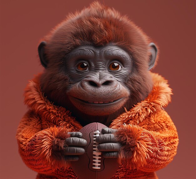 3D-Foto von Gorilla-Maskottchen-Design