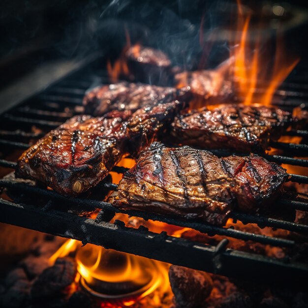 3D-Foto von köstlicher würziger gegrillter Mahlzeit auf dem Feuer, die mit generativer AI hergestellt wurde