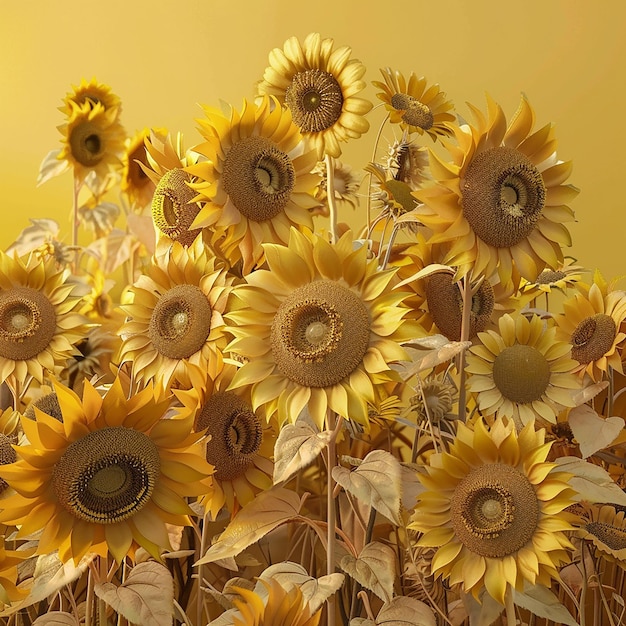 3D-Fotos von Sonnenblumen