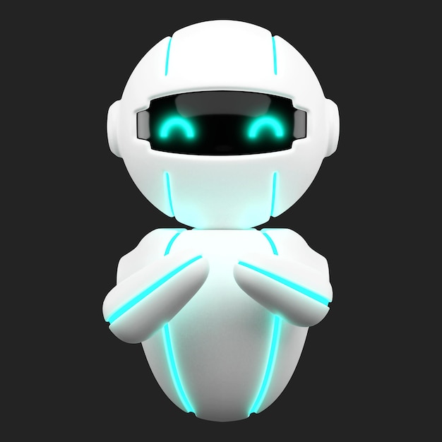 3D Friendly Cute Roboter virtueller intelligenter Assistent Bot Chatbot Maskottchen AI Künstliche Intelligenz