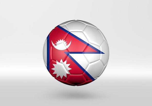 3D-Fußball mit der Flagge Nepals auf grauem Hintergrund