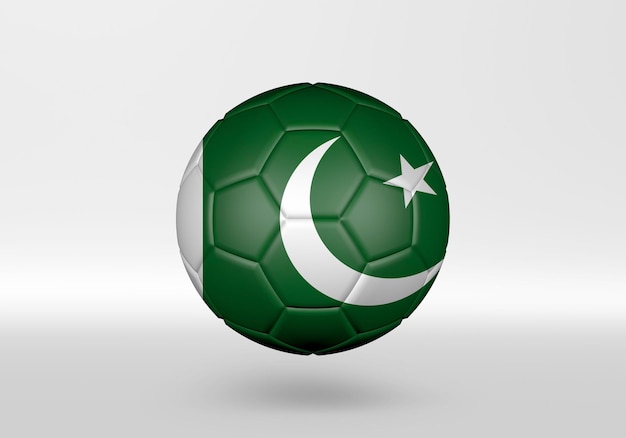 3D-Fußball mit der Flagge Pakistans auf grauem Hintergrund