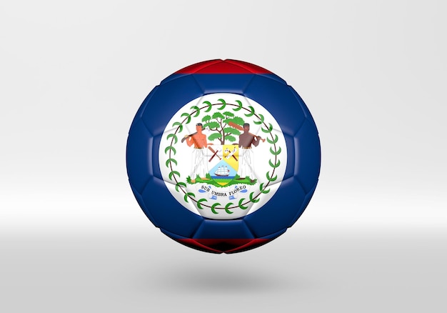 3D-Fußball mit der Flagge von Belize auf grauem Hintergrund