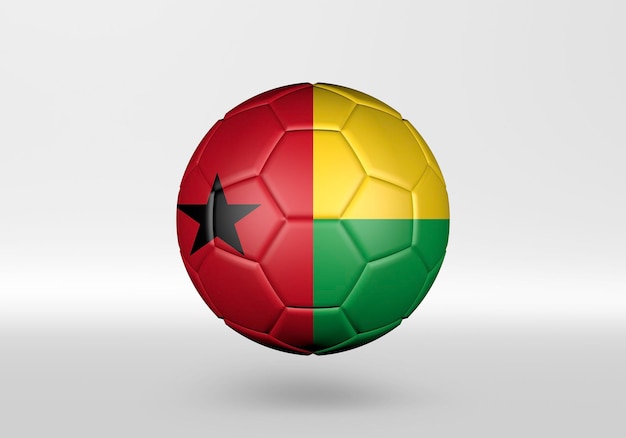 3D-Fußball mit der Flagge von Guinea-Bissau auf grauem Hintergrund