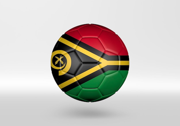 3D-Fußball mit der Flagge von Vanuatu auf grauem Hintergrund