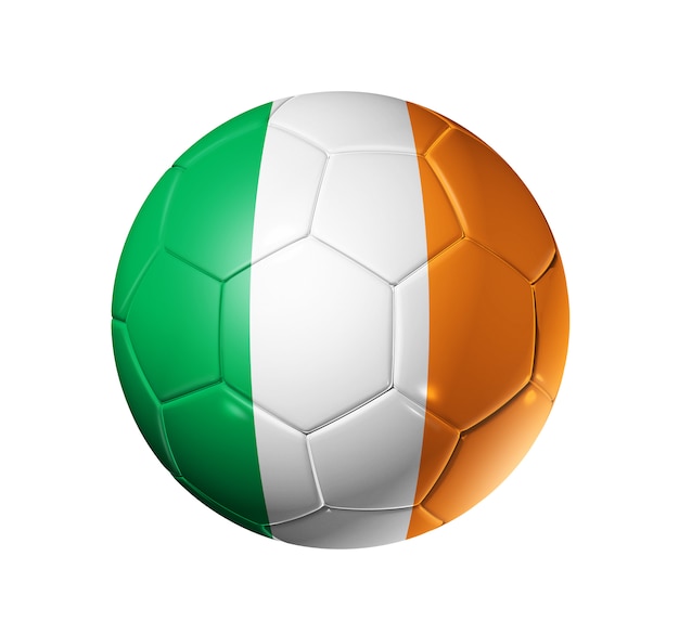 3D Fußball mit Irland Team Flagge. isoliert