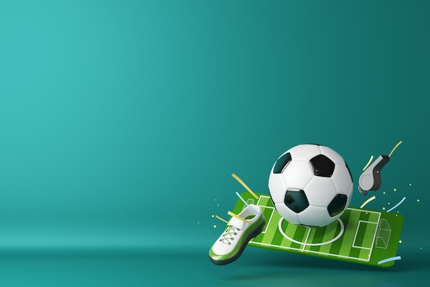 3d fútbol objeto diseño realista representación abstracto futurista fondo 3d ilustración movimiento geometría concepto deporte competencia gráfico torneo juego apuesta contenido balón de fútbol elemento