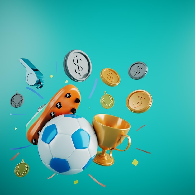 3d fútbol objeto diseño realista representación abstracto futurista fondo 3d ilustración movimiento geometría concepto deporte competencia gráfico torneo juego apuesta contenido balón de fútbol elemento