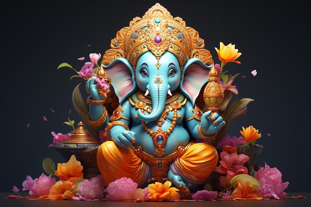 3d Ganesha Ganpati está en su lugar.