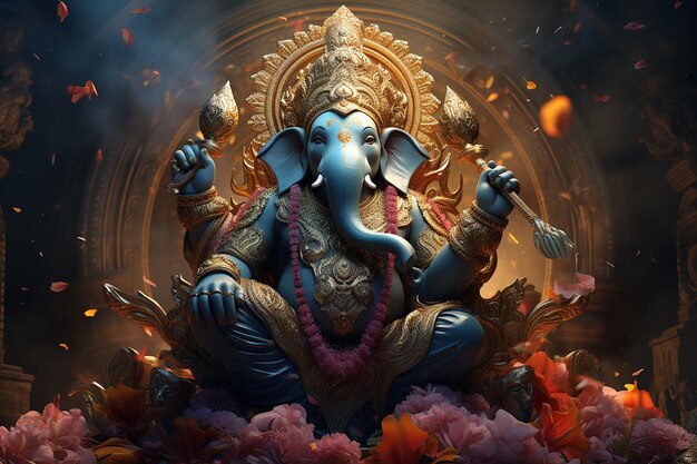 3d Ganesha Ganpati está en su lugar.