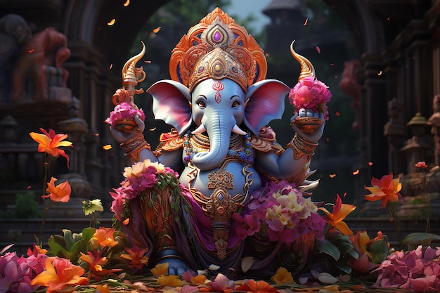 3d Ganesha Ganpati está en su lugar.