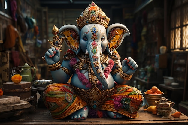 3d Ganesha Ganpati está en su lugar.