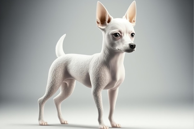 3D-Ganzkörper-Hund im Cartoon-Stil voller Studiozentrum in kleinem weißem Hintergrund