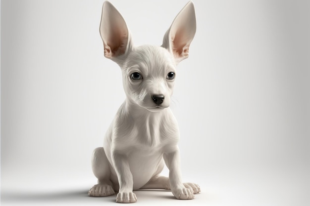 3D-Ganzkörper-Hund im Cartoon-Stil voller Studiozentrum in kleinem weißem Hintergrund