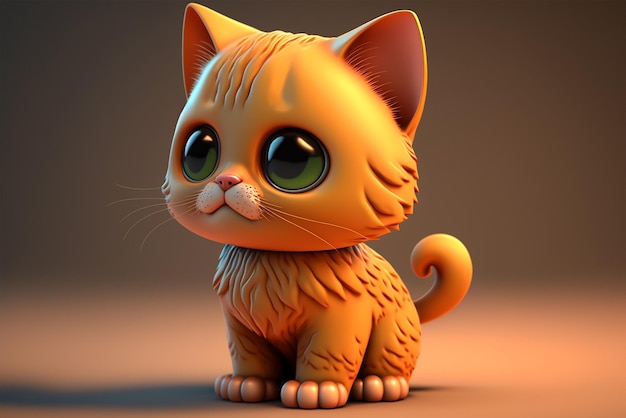 3d gatinho fofo laranja