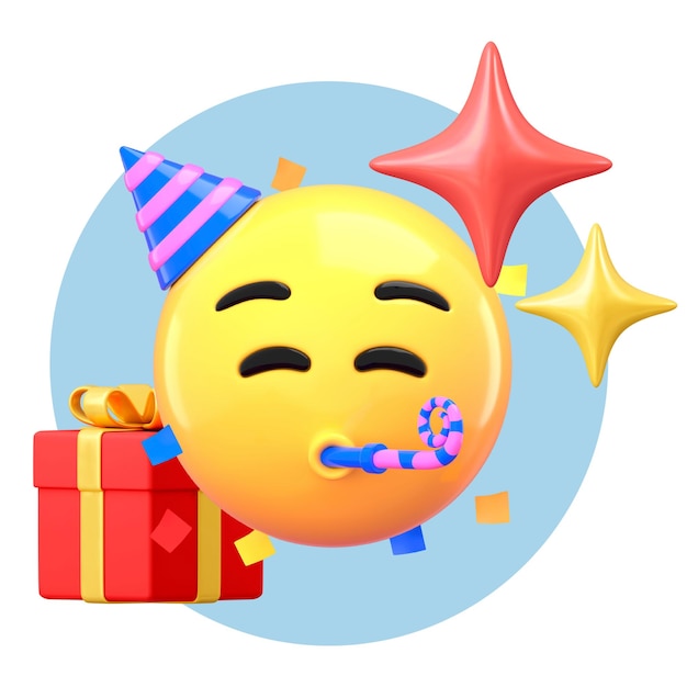 3D-Geburtstags-PNG-Emoticon-Aufkleber mit durchsichtigem Hintergrund