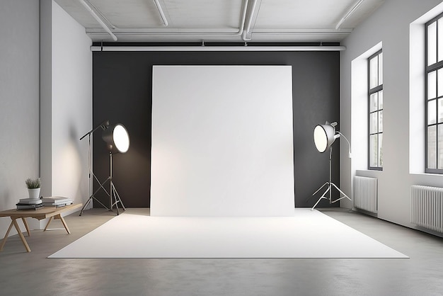 3D-gedruckte Kunst in einem modernen Designstudio-Mockup mit leerem weißem Leerraum für die Platzierung Ihres Designs