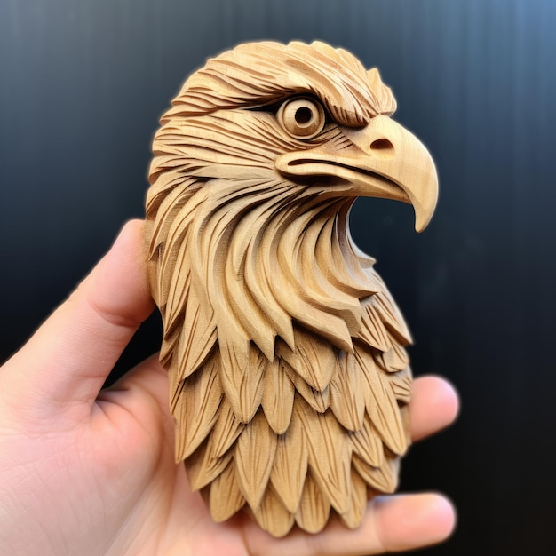 3D-gedruckter Adlerkopf zum Verkauf Holzstil Artgerm-Design