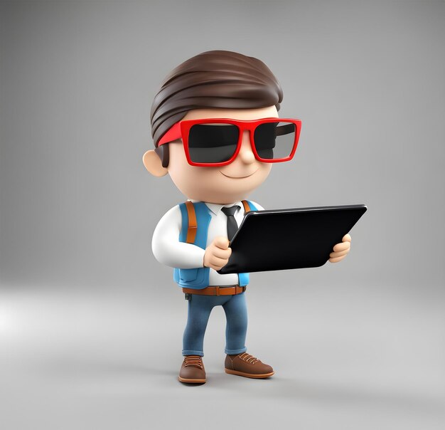 3D-Geek mit Tablet