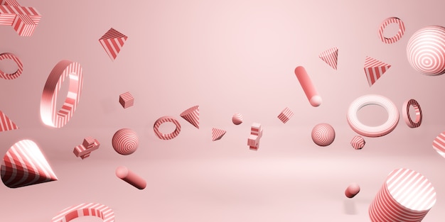 3D geometrische Formen Spaß und bunte Hintergründe 3d Illustration