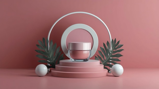 3D-geometrische Formform-Rendering in einer minimalen Szene Podium-Vorführung Shop-Front-Display-Mockup-Fall